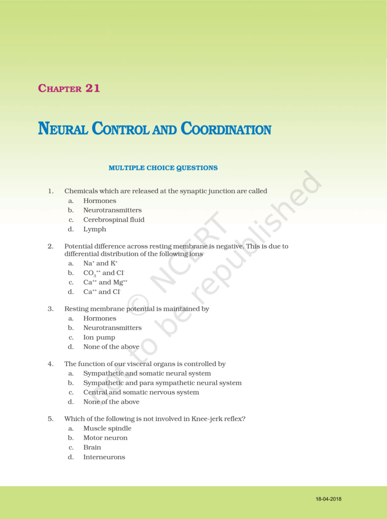 NCERT Exemplar Class 11 Biology Chapter 21 Image 1