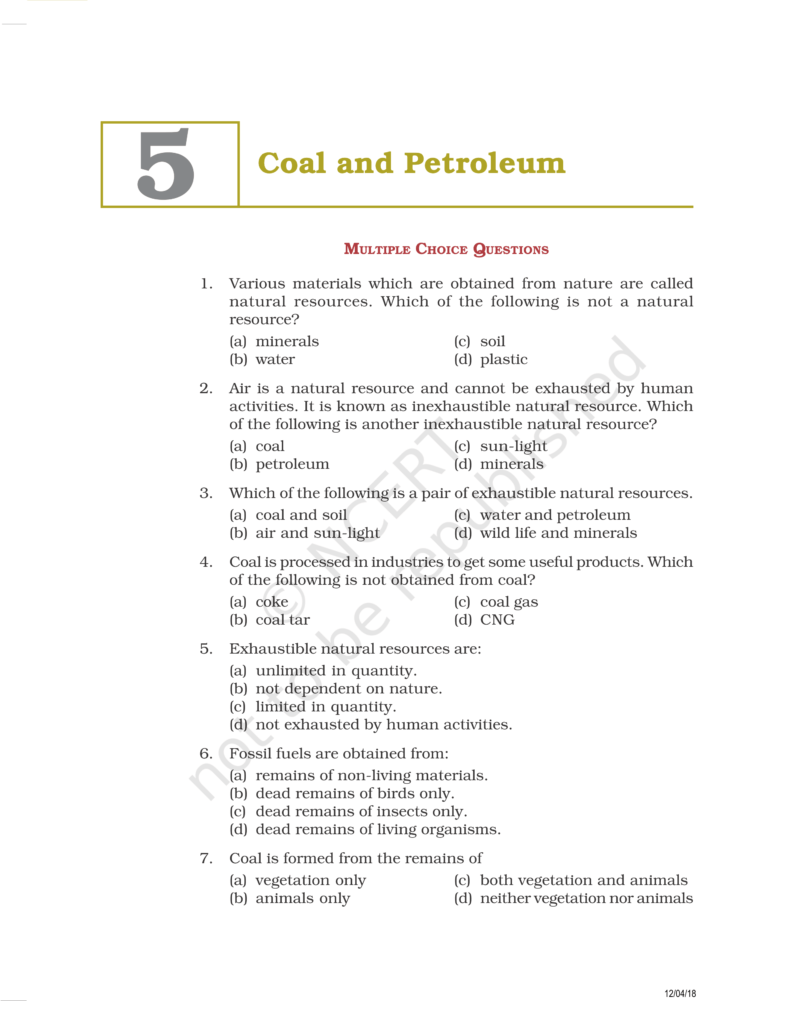 case study questions class 8 coal and petroleum