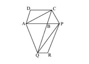 The side AB of a parallelogram ABCD is produced to any point P. A 