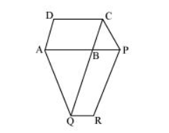 The side AB of a parallelogram ABCD is produced to any point P. A line 